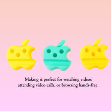 Multi - Functional Apple - Shaped Plastic Mobile Stand with Pen Holder (3 Pc / Mix Color) - justgrabit.in | Just Grab It