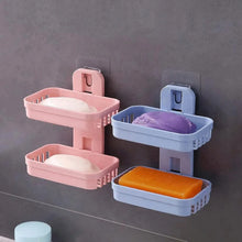 Adhesive Sticker Soap 2 Layer Dish Holder Wall Mounted Bathroom Shower Soap Holder Saver Box Storage Organizer Rack, ABS Plastic (Double Layers / 2 pcs set) - Justgrabit Inc.