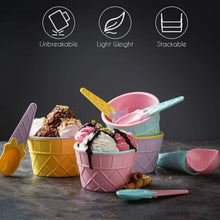 Premium Ice Cream Waffle Spoon Bowl Set (6 - Piece , Color Box) - Justgrabit Inc.