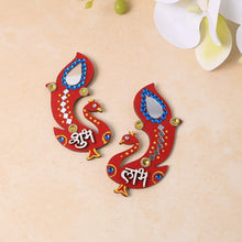 Decorative Wooden Shubh Labh Wall Hanging (2 Pc) - Justgrabit Inc.