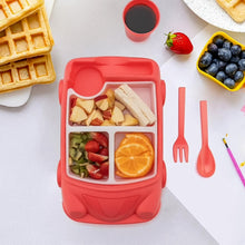 Kid's Car Shaped Plates Cup / Lunch Box Dinnerware (4 Pcs Set / 1000 ML Lunch Box) - justgrabit.in | Just Grab It
