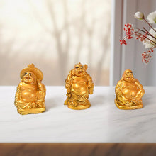 Golden Laughing Buddha Set Of Six Pieces Statue For Happiness, Wealth & Good luck Decor For Wealth and Success (6 Pcs Set) - Justgrabit Inc.
