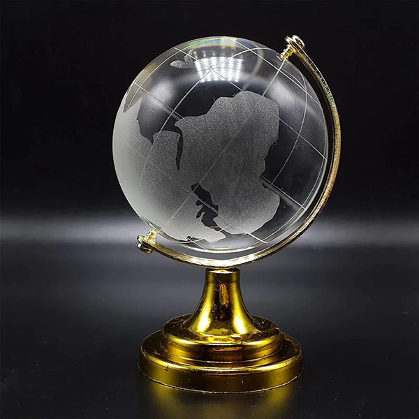 Crystal Globe / World Map 50 mm with Golden Stand (1 Pc) - justgrabit.in | Just Grab It