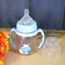 Plastic Baby Feeding Bottle with Handles, Cleaning brush & Straw (180 ML / 1 Pc) - justgrabit.in | Just Grab It