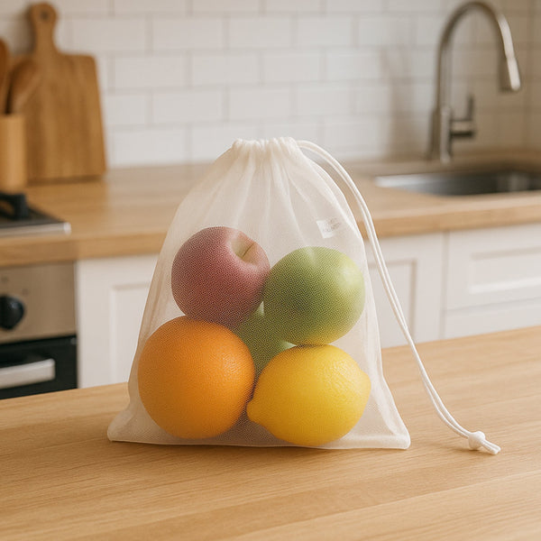 Reusable Transparent Drawstring Mesh Storage Bag (1 Pc) - justgrabit.in | Just Grab It