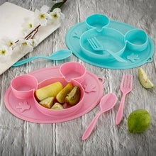 Silicon Micky Plate And 1 Spoon & 1 Fork Card Packing ( 1 Pc Product) - justgrabit.in | Just Grab It
