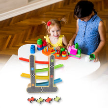 Car Racer Track Play set Wooden Click Clack Toys With 4 Mini Racers (1 Set) - justgrabit.in | Just Grab It