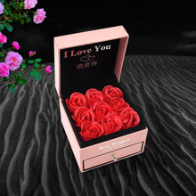 Preserved Eternal Rose Gift Box with Drawer & 9 Artificial Roses (1 Set) - justgrabit.in | Just Grab It