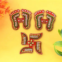 Decorative Laxmi Charan (Pagla) & Swastik Combo Set (3pc Set) - Justgrabit Inc.