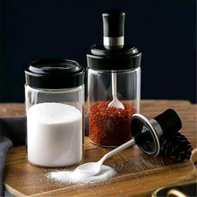 Transparent Glass Storage Jar with Built - in Spoon Approx 250ml - Justgrabit Inc.