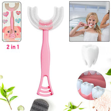 2 In1 U - Shape Silicone Manual Toothbrush & Tongue Scraper Cleaner Brush (1 Pc) - justgrabit.in | Just Grab It
