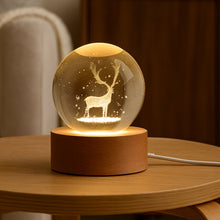 Crystal Ball Night Light Glass Ball Night Lamp with Wood Base - justgrabit.in | Just Grab It
