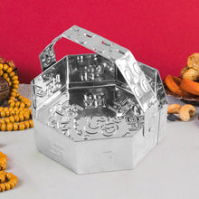 Traditional Stainless Steel Octagon Pooja Basket 1 Pc with Handle - justgrabit.in | Just Grab It