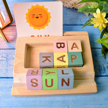 Alphabet Puzzle Spelling & Reading Words (26 Flash Cards & 8 WoodenBlock) - justgrabit.in | Just Grab It
