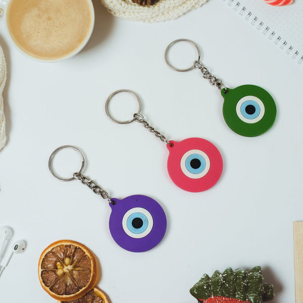Evil Eye Rubber / Silicone Keychain (1 Pc / Mix Color) - justgrabit.in | Just Grab It