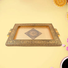 Premium Antique - Style Rajwadi Decorative Serving Tray – 40x26 cm - Justgrabit Inc.