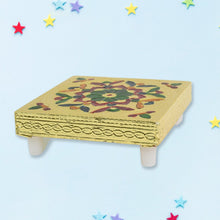 Handicraft Wood Chowki for Pooja , Wooden Bajot (1 Pc / Mix Descign & Color) - justgrabit.in | Just Grab It