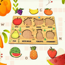 Wooden Fruits Puzzle Learning Educational Board (1 Set / 28×20 Cm) - justgrabit.in | Just Grab It