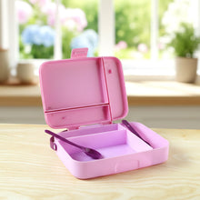 Smart Leak Proof Lunch Box with 3 Compartments and Spoon Set (1 Set) - justgrabit.in | Just Grab It