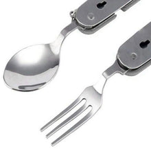 4 - in - 1 Stainless Steel Travel / Camping Folding Multi Swiss Cutlery Set - Justgrabit Inc.