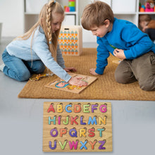 Wooden Puzzle Board ABC Letters Shapes Educational Learning Toys (1 Set) - justgrabit.in | Just Grab It