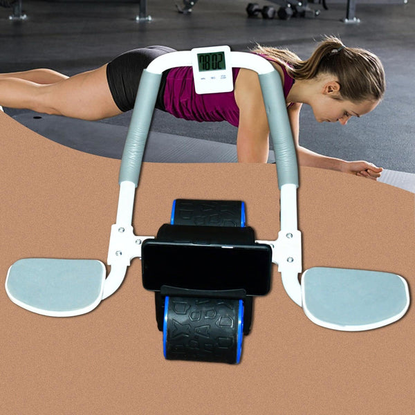 Abdominal Roller Wheel, Automatic Rebound Sponge Handle, Double Wheel Abdominal Roller, Non - Slip Timer Function with Elbow Support for Exercises for Body Fitness Strength Training Home Gym - Justgrabit Inc.