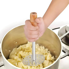High Grade Stainless Steel Potato Masher Paubhaji / Pav Bhaji Masher with Wooden handle (1 Pc) - justgrabit.in | Just Grab It