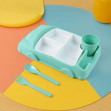 Kid's Car Shaped Plates Cup / Lunch Box Dinnerware (4 Pcs Set / 1000 ML Lunch Box) - justgrabit.in | Just Grab It