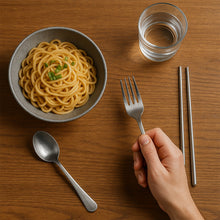 Stainless Steel Cutlery Spoon, Fork & Pair of Chopstick Set - justgrabit.in | Just Grab It