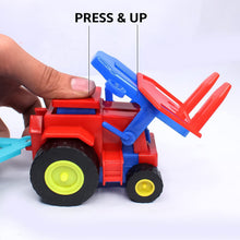 Plastic Tractor Toy Friction Powered Tractor with Bricks Trolley (1 Pc) - justgrabit.in | Just Grab It