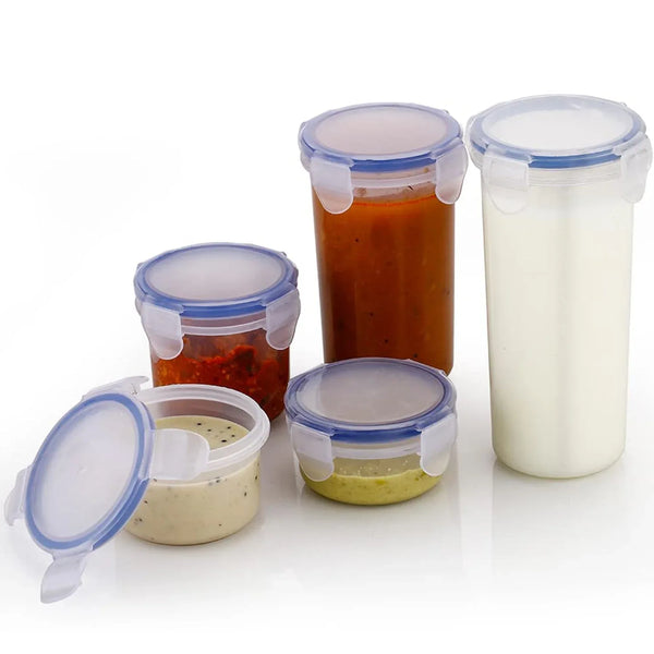 Plastic Liquid Round Airtight Food Storage Container with Leak Proof Locking Lid - Justgrabit Inc.
