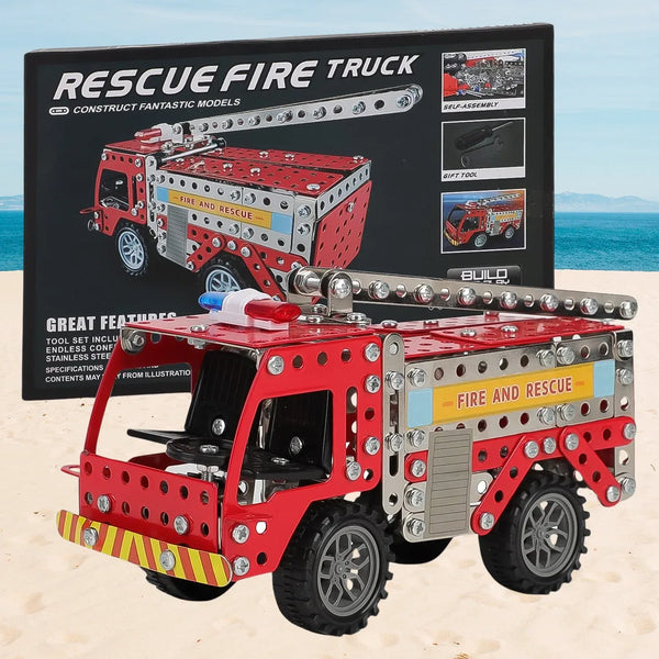 Metal DIY Fire Truck Building Blocks for Kids (Fire Truck / 292pcs of truck tool / 1 Set) - justgrabit.in | Just Grab It