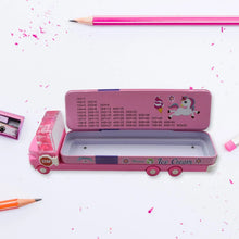Double Decker Magic Truck Compass Multi Level Metal Truck Compass Pencil Case with Movable Wheels & Sharpener (Mix Design) - justgrabit.in | Just Grab It