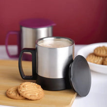 Stainless Steel Coffee/Tea Cup, Stainless Steel Lid Cover Hot Coffee/Tea Mug Hot Insulated Double Wall Stainless Steel, Coffee and Milk Cup with Lid & Handle Easy To Carry - Coffee Cup (1 Pc) - Justgrabit Inc.