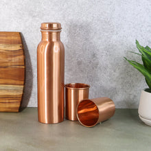 Copper Water Bottle 2 Glasses with Gift Box (3 Pcs Set) - justgrabit.in | Just Grab It