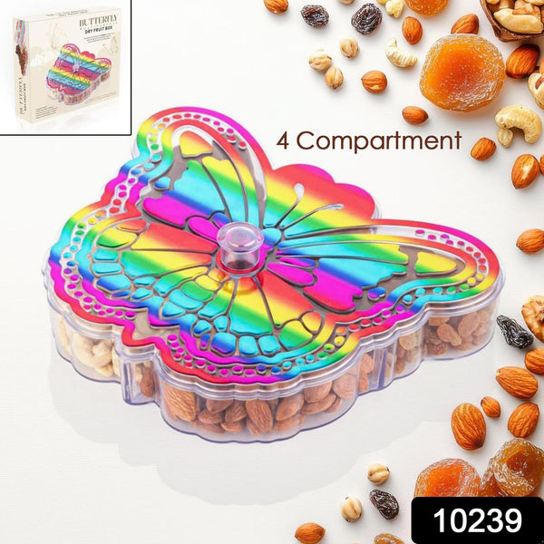Butterfly Shape 4 Compartment Multipurpose Box | Dry Fruit Box (1 Pc) - justgrabit.in | Just Grab It