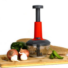 Matte Finish Hand Press Chopper with 3 Blades for Easy Vegetable & Fruit Chopping - justgrabit.in | Just Grab It