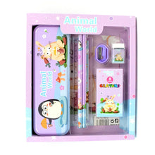 Stationery Kit for Kids - Metal Pencil Box, Sharpener, Pencil & Eraser (12 Pc Set) - justgrabit.in | Just Grab It