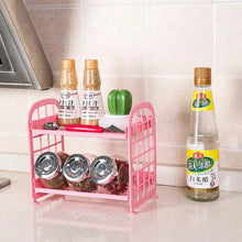 2Layer Foldable Plastic Small Storage Shelf / Rack (1 Pc / Mix Color) - justgrabit.in | Just Grab It