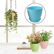Round Plastic Flower Pot with Bottom Tray (5 Pcs Set / With Color Box) - justgrabit.in | Just Grab It