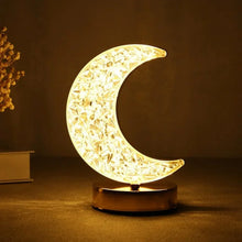 Crystal Table Lamp | Moon Shape Touch Control Lamp with 3 Color | Metal Bedside Lamp for Kids Bedroom Romantic Desktop Nightstand | Stepless Dimming USB Charging Touch Night Light - Justgrabit Inc.