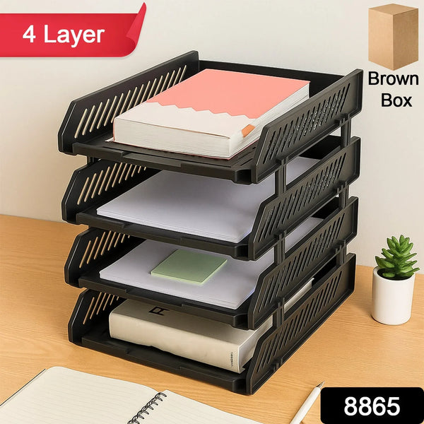 4 - Layer Multifunctional File Rack with Drawers for Office Desk - Justgrabit Inc.