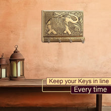 Wooden Key Holder for Home Decor Stylish Metal Gold Antique Elephant Design (1 Pc) - Justgrabit Inc.