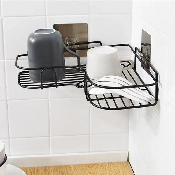 Self - Adhesive Kitchen - Bathroom Corner Shelf Organiser Storage Rack - Justgrabit Inc.
