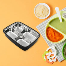 Black Transparent 4 Compartment Lunch Box for Kids and adults, Stainless Steel Lunch Box with 4 Compartments For Office, Travel, School, Home - justgrabit.in | Just Grab It