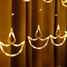 12 Diya Curtain String Lights, Window Curtain Lights with 8 Flashing Modes Decoration Light (White Color) - justgrabit.in | Just Grab It