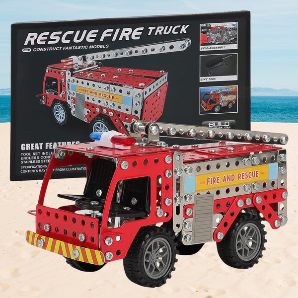 Metal DIY Fire Truck Building Blocks Kids (Fire Truck / 292pcs of truck tool / 1 Set) - justgrabit.in | Just Grab It
