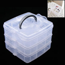 3 - Tier 18 Sections Transparent Stackable Adjustable Compartment Slot Plastic Craft Storage Box - Justgrabit Inc.