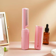 Rechargeable Mini Hair Straightener, Travel Portable USB Charging Cordless Hair Straightener Bursh, Three Temperature Adjustments Flat Iron Comb (1 Pc) - Justgrabit Inc.