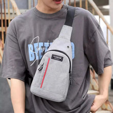 Waterproof Anti - Theft Crossbody Fanny Pack USB Charging & Earphone Hook (Grey/Blue) - justgrabit.in | Just Grab It